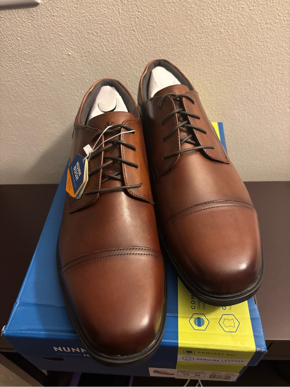 Nunn Bush Men's Cognac Leather Cap-Toe Derby
Size 15